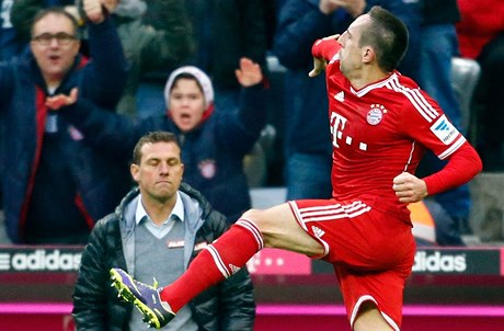 Radost fotbalisty Bayernu Mnichov Francka Ribéryho