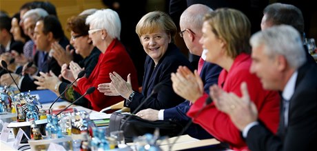 Německá kancléřka Angela Merkelová na jednání o vytvoření vládní koalice