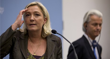 Marie Le Penová a Geert Wilders na spoleném setkání
