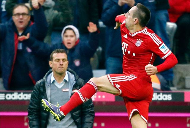 Radost fotbalisty Bayernu Mnichov Francka Ribéryho