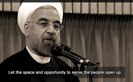 Íránský prezident Hasan Rúhání v oslavném videu