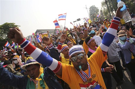 Protivládní protesty v Bangkoku.