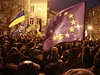 Protivládní demonstranti v ulicích Kyjeva