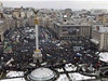 Demonstrace v centru ukrajinsk metropole.