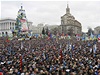Demonstrace v centru ukrajinsk metropole.