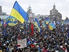 Demonstrace v centru ukrajinské metropole.