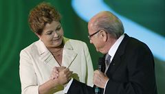 Los mistrovství svta 2014 v Brazílie, éf FIFA Sepp Blatter a brazilská prezidentka Dilma Rousseffová