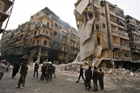 Vybombardované Aleppo