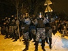 Nastoupená poádková policie v ulicích Kyjeva