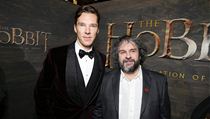 Benedict Cumberbatch a reisr Peter Jackson na slavnostn premie filmu
