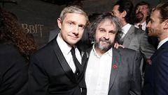 Martin Freeman a reisér Peter Jackson na slavnostní premiée filmu