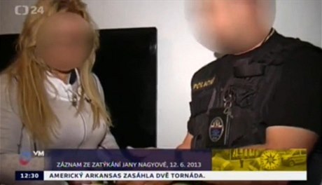 Obrázek záznamu zatýkání Jany Nagyové (nyní Neasové).