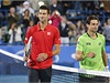 Novak Djokovi a David Ferrer na exhibiním turnaji v Abú Zabí.