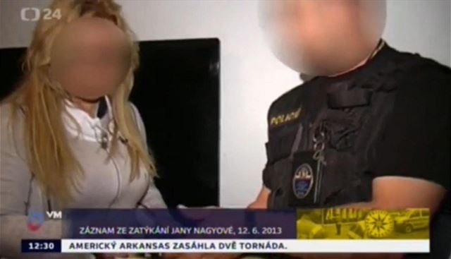Obrázek záznamu zatýkání Jany Nagyové (nyní Ne�asové).