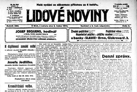 Lidové noviny z 3. ledna 1914.