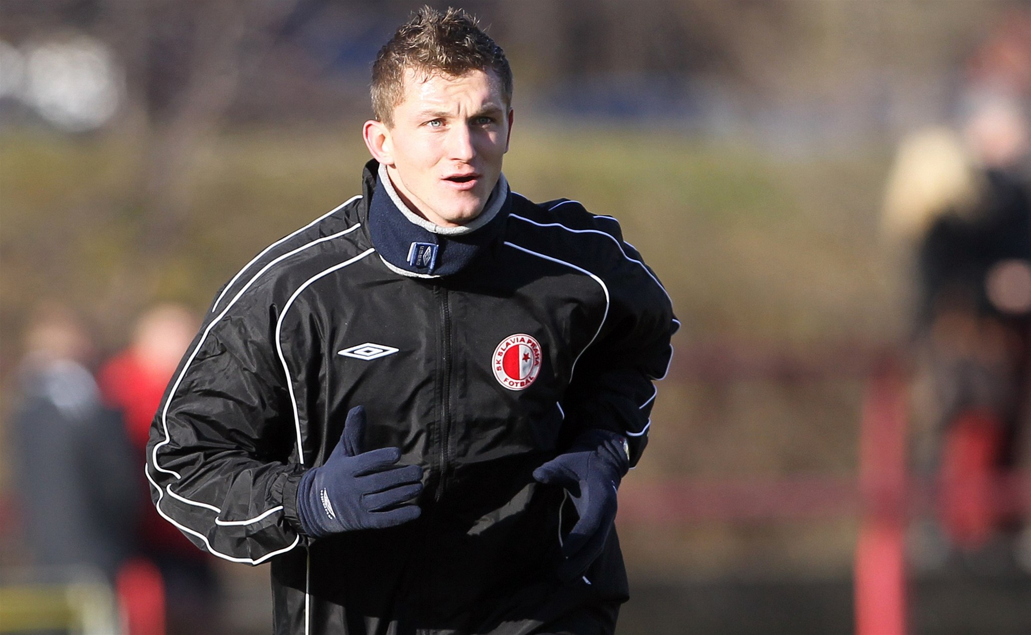 Tomá� Necid na tréninku Slavie.