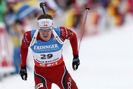 Norský biatlonista Svendsen.
