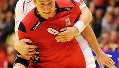 Filip Jícha p�i zápase s Rakouskem.