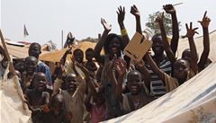 Stedoafriané oslavují rezignaci prezidenta Michela Djotodii.