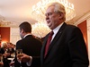 Prezident Milo Zeman rozmlouvá po jmenování vlády s Bohuslavem Sobotkou.
