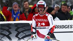 �výcar Didier Défago v cíli.