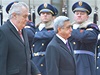 Prezident Milo Zeman (vlevo) pivítal 30. ledna na Praském hrad arménského prezidenta Sere Sargsjana. 