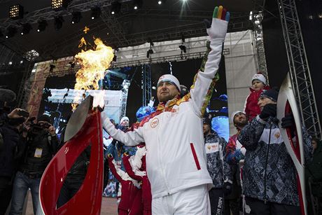 Olympijská pochode v ruskou eenského prezidenta Kadyrova.