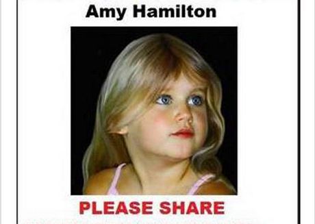 "Hledá se Amy Hamiltonová, prosíme o sdílení."
