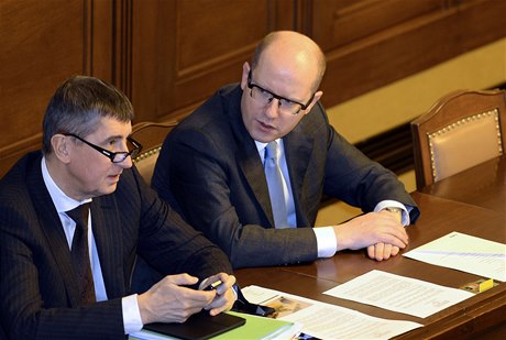 Andrej Babiš a Bohuslav Sobotka na schůzi poslanecké sněmovny
