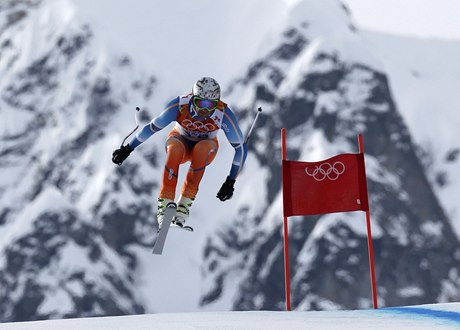 Norský veterán Aksel Lund Svindal pi olympijském sjezdu
