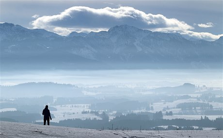 Pohled na zasnené nmecké kopce