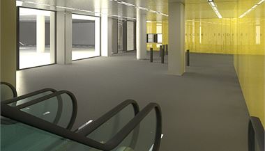 Vizualizace budouc podoby jednoho z vestibul zrekonstruovan stanice metra Nrodn tda.