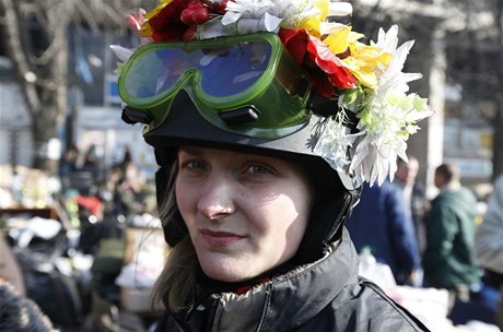 Protivládní demonstrantka, Kyjev