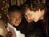  Martin Freeman (John Watson) a Benedict Cumeberbatch (Sherlock Holmes) pi natáení 