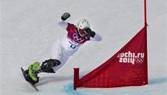 Ester Ledecká na trati paralelního slalomu.