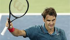 Vítzné gesto Rogera Federera.