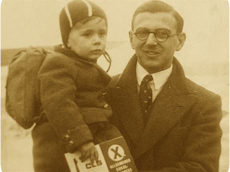 Sir Nicholas Winton with rescued child, circa 1939
