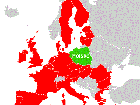 Polsko bylo v roce 2009, kdy vrcholila světová finanční krize, jedinou členskou zemí z 27 států Evropské unie, jejíž HDP rostl – o 1,6 procenta. Na mapě EU vystupovalo z červeného moře jako zelený ostrov.