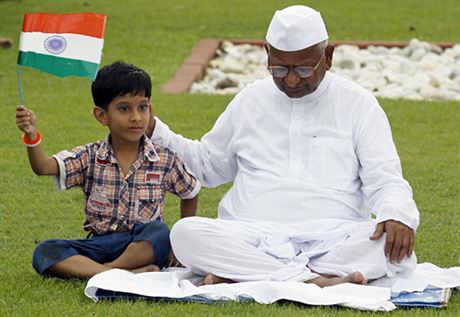 Indický aktivista Anna Hazare.