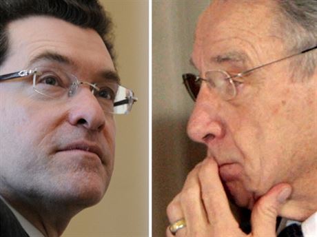 Former ethics czar and current US Ambassador to Prague Norm Eisen (Left) could see his bid to remain in the post past January scuppered by Republican Senator Chuck Grassley (right)
