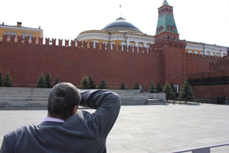 Foreign Minister Karel Schwarzenberg Kremlin watching in May 2011. As a result of his contacts with Russian civil rights groups and opposition politicians (and the Putin badge incident) it is unlikely he will receive an invitation beyond its walls from