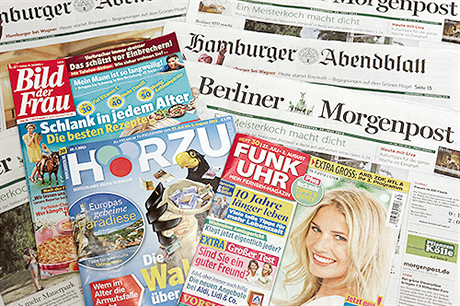 Papírové tituly, které prodalo nakladatelství Axel Springer mediální skupin Funke.
