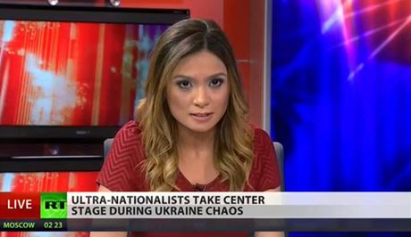 Americká moderátorka televizní stanice Russia Today Liz Wahlová.