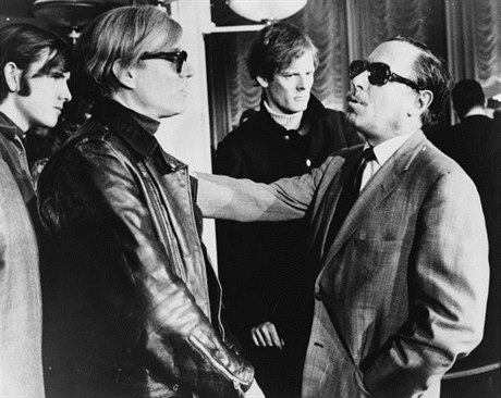 Andy Warhol, seen here with playwright Tennessee Williams in 1967, was ‘ashamed’ of his roots, says Factory collaborator Paul Morrissey (background), but curators of a new exhibit say the artist was proudly ‘Czechoslovak,’ though his heritage was Rusyn