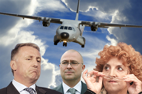 The cabinet of Mirek Topolánek (left) approved a proposal in April 2009 to trade five Czech L-159 fighters for a CASA transport plane, with another three bought above market price. Ex-Defense Minister Martin Barták’s (center) claim the cost would not exc