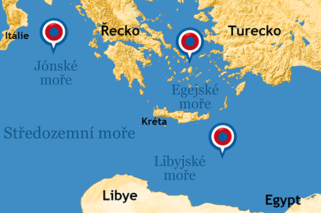 ecká nalezit ropy se nacházejí v Jónském a Egejském moi a ve Stedozemním moi mezi Krétou a Egyptem a Libyí.