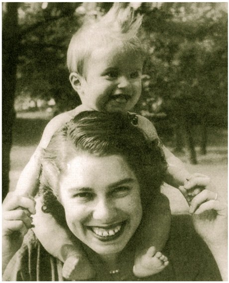 Helen Epstein on her mother's shoulders after arriving in New York, 1948