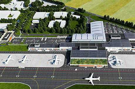 Vizualizace vylepšeného vodochodského letiště podle představ jeho majitele, skupiny Penta.