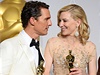 Matthew McConaughey s Oscarem za hlavní roli ve filmu Klub poslední nadje a Cate Blanchett, ocenná za roli ve filmu Jasmíniny slzy 