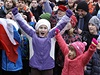 Tisíce lidí pily ve áru nad Sázavou pozdravit trojnásobnou olympijskou vítzku v rychlobruslení a tamní rodaku Martinu Sáblíkovou